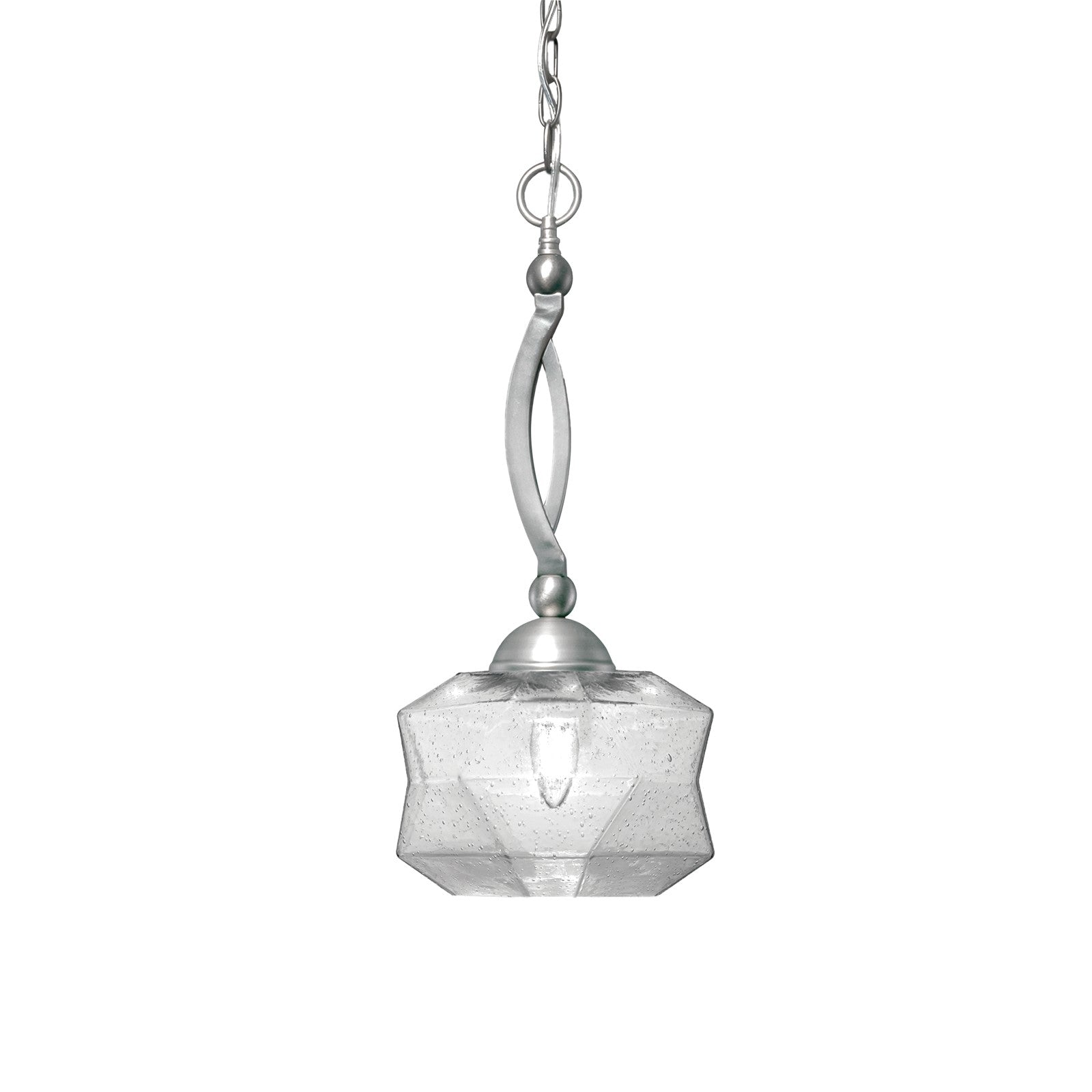 Toltec Bow 9in 1-Light Pendant | Brushed Nickel Steel and Smoke Bubble Glass | Kitchen & Dining Room | 9 x 9 x 20.25 in | Model 271-BN-4492
