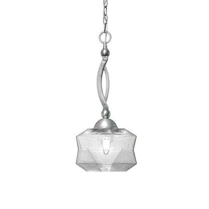 Toltec Bow 9in 1-Light Pendant | Brushed Nickel Steel and Smoke Bubble Glass | Kitchen & Dining Room | 9 x 9 x 20.25 in | Model 271-BN-4492