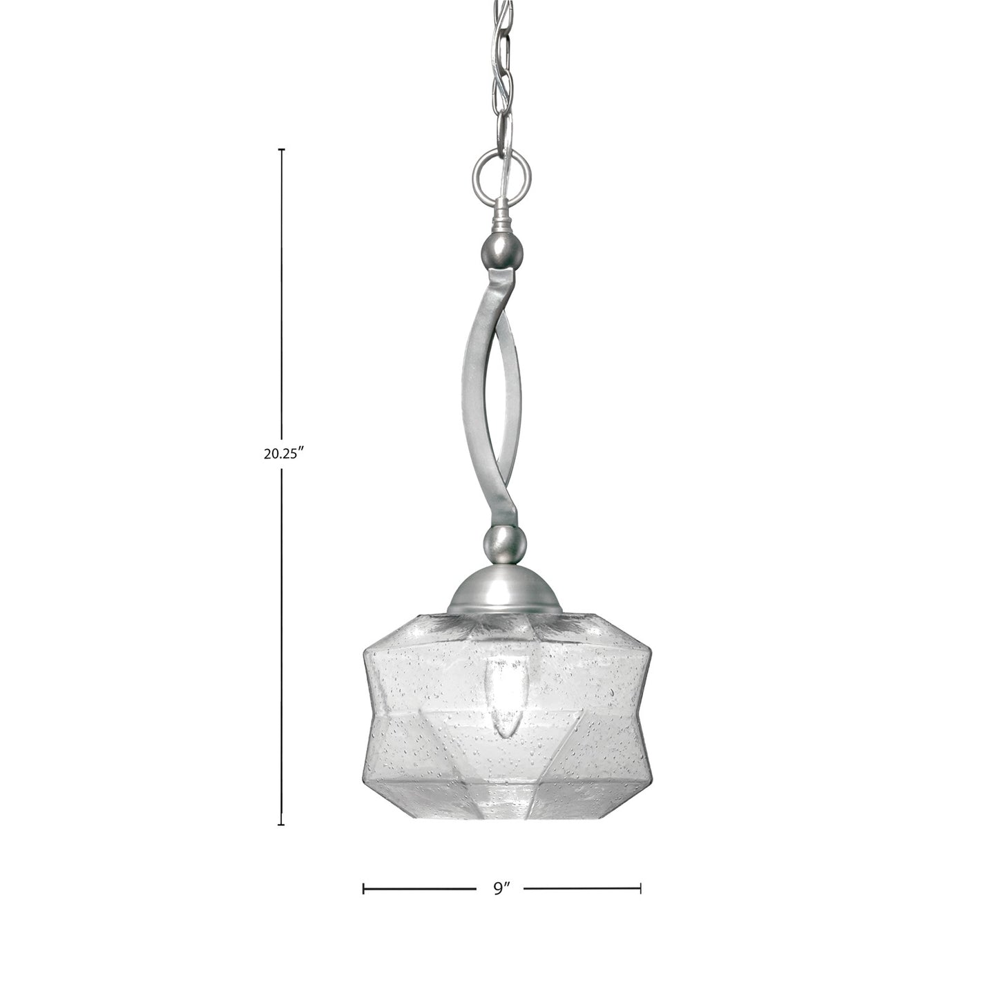 Toltec Bow 9in 1-Light Pendant | Brushed Nickel Steel and Smoke Bubble Glass | Kitchen & Dining Room | 9 x 9 x 20.25 in | Model 271-BN-4492