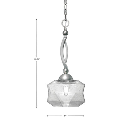 Toltec Bow 9in 1-Light Pendant | Brushed Nickel Steel and Smoke Bubble Glass | Kitchen & Dining Room | 9 x 9 x 20.25 in | Model 271-BN-4492