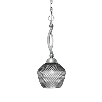 Toltec Bow 9in 1-Light Pendant | Brushed Nickel and Smoke Textured Glass | Kitchen Island & Dining Room | 9 x 21.75 in | Model 271-BN-4922