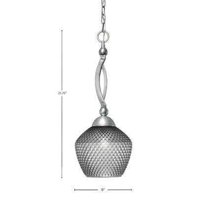 Toltec Bow 9in 1-Light Pendant | Brushed Nickel and Smoke Textured Glass | Kitchen Island & Dining Room | 9 x 21.75 in | Model 271-BN-4922