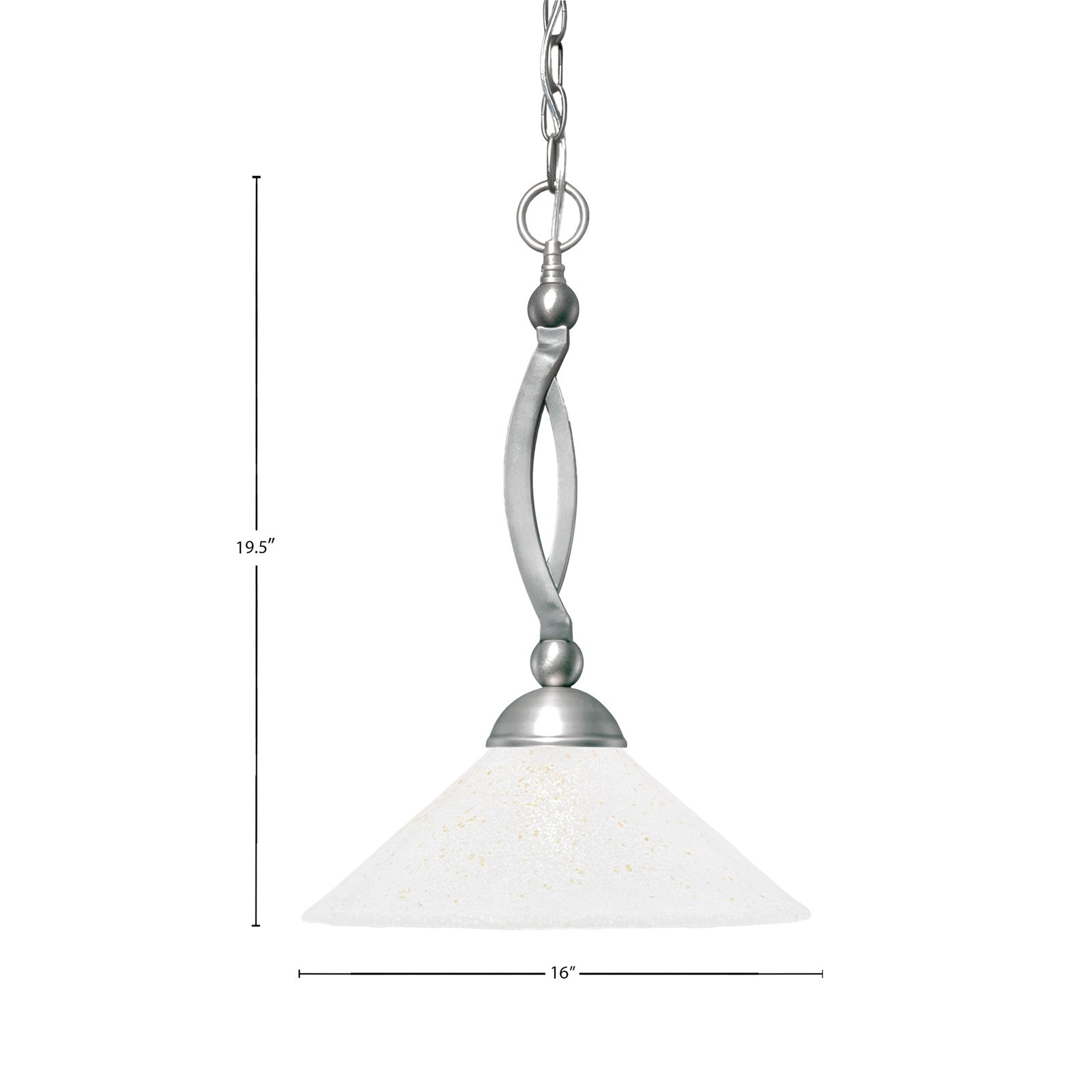 Toltec Bow 16in 1-Light Pendant | Modern Brushed Nickel and Gold Ice Glass | Kitchen Island & Dining Room | 16 x 16 x 19.5 in | Model 271-BN-714