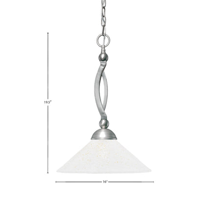 Toltec Bow 16in 1-Light Pendant | Modern Brushed Nickel and Gold Ice Glass | Kitchen Island & Dining Room | 16 x 16 x 19.5 in | Model 271-BN-714