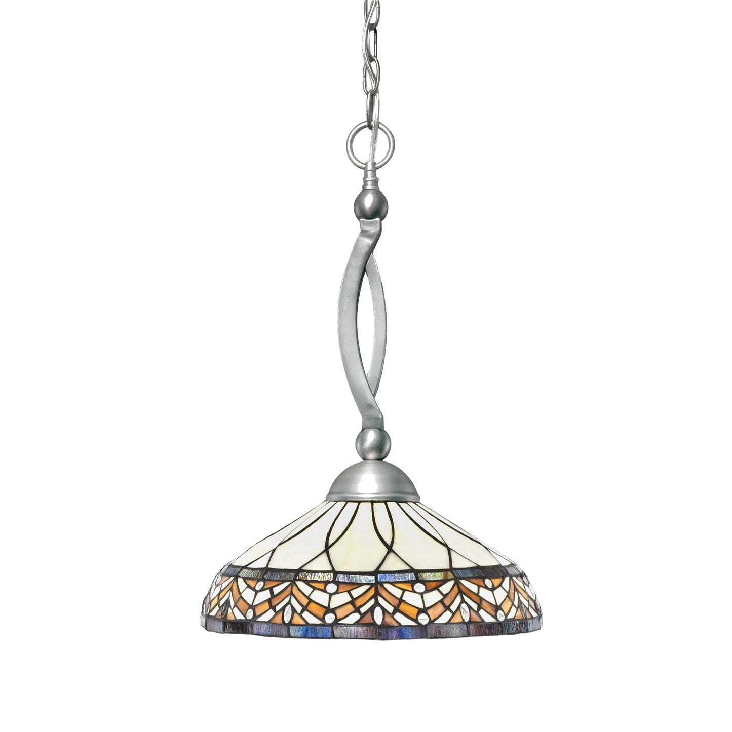Toltec Bow 16in 1-Light Pendant | Brushed Nickel Steel and Royal Merlot Art Glass | Kitchen Island & Dining Room | 16 x 16 x 20.25 in | Model 271-BN-948