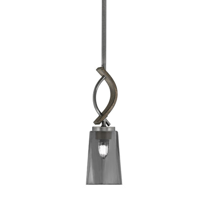 Toltec Monterey 13in 1-Light Mini Pendant | Rustic Graphite and Smoke Bubble Glass | Kitchen Island & Dining Room | 4.5 x 13 in | Model 2901-GPDW-262