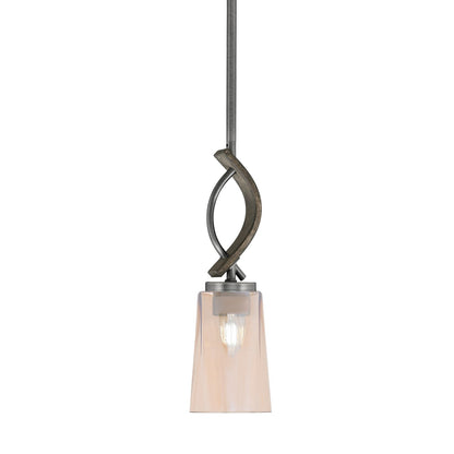 Toltec Monterey 13in 1-Light Mini Pendant | Rustic Graphite and Amber Gradient Glass | Kitchen Island & Dining Room | Model 2901-GPDW-263
