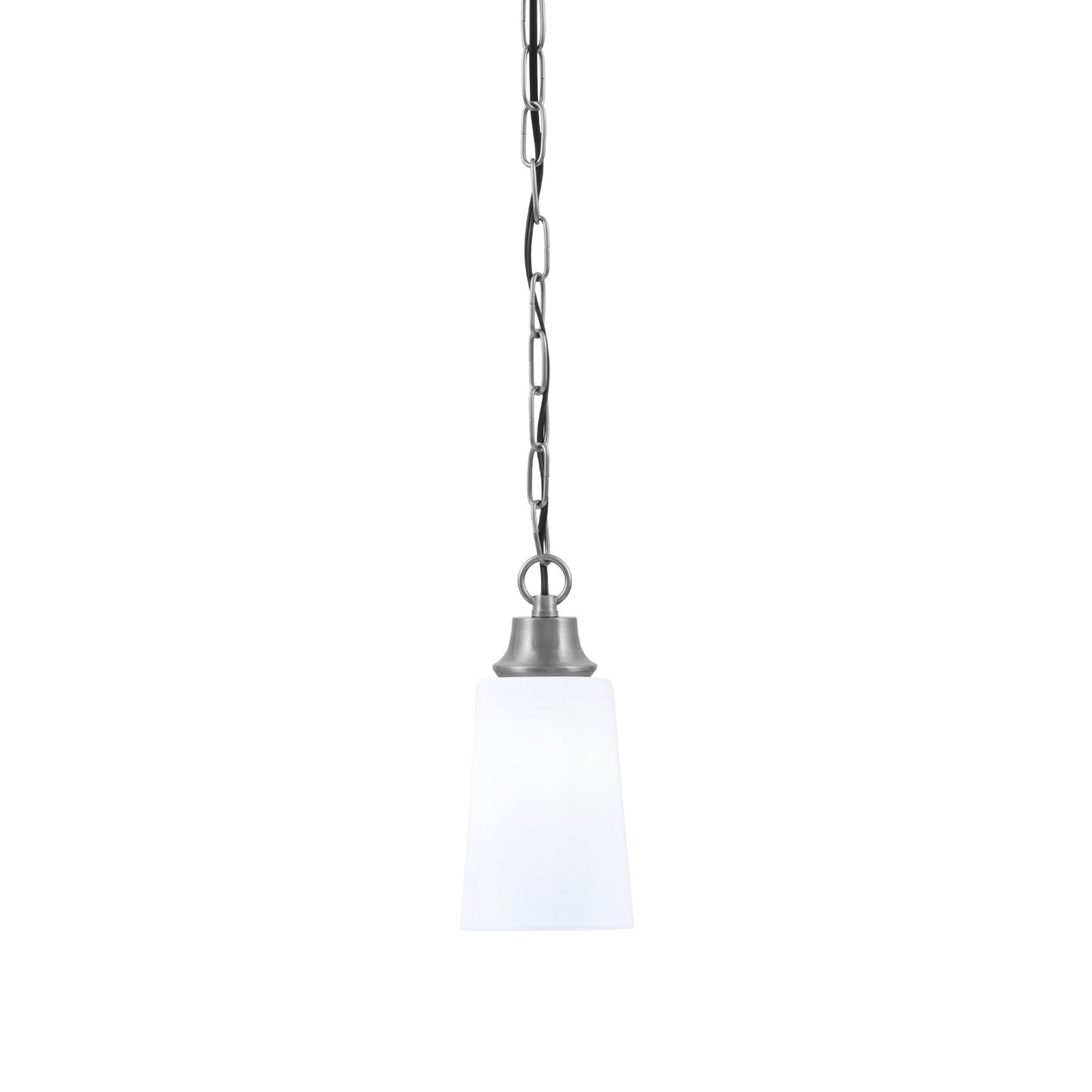Toltec Chain 4.5in 1-Light Pendant | Industrial Graphite Steel and White Opal Glass | Kitchen Island & Dining Room | 4.5 x 4.5 x 9.5 in | Model 31-GP-261