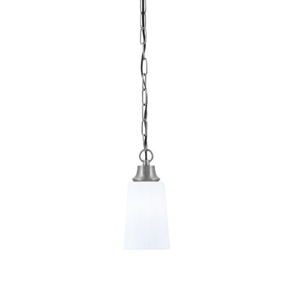 Toltec Chain 4.5in 1-Light Pendant | Industrial Graphite Steel and White Opal Glass | Kitchen Island & Dining Room | 4.5 x 4.5 x 9.5 in | Model 31-GP-261