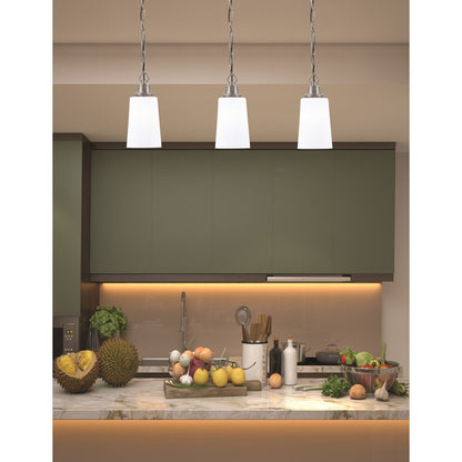 Toltec Chain 4.5in 1-Light Pendant | Industrial Graphite Steel and White Opal Glass | Kitchen Island & Dining Room | 4.5 x 4.5 x 9.5 in | Model 31-GP-261