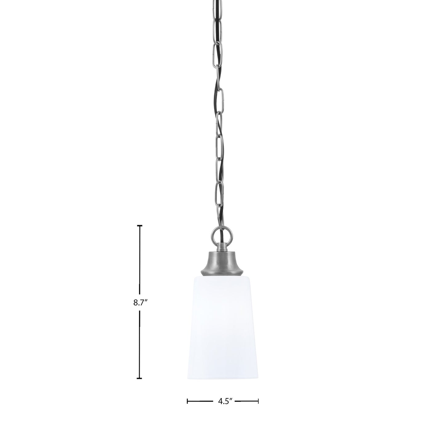 Toltec Chain 4.5in 1-Light Pendant | Industrial Graphite Steel and White Opal Glass | Kitchen Island & Dining Room | 4.5 x 4.5 x 9.5 in | Model 31-GP-261