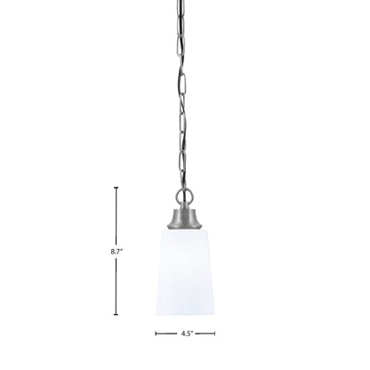 Toltec Chain 4.5in 1-Light Pendant | Industrial Graphite Steel and White Opal Glass | Kitchen Island & Dining Room | 4.5 x 4.5 x 9.5 in | Model 31-GP-261
