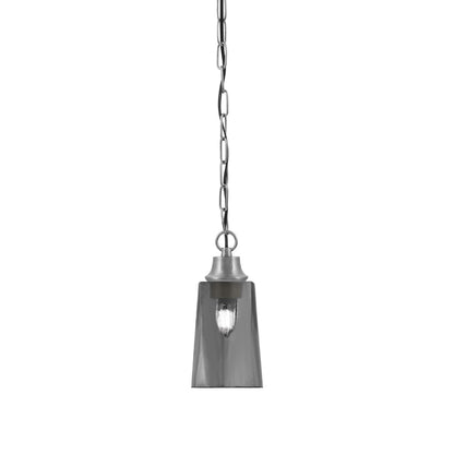 Toltec Chain 4.5in 1-Light Pendant | Industrial Graphite Steel and Smoke Bubble Glass | Kitchen Island & Dining Room | 4.5 x 4.5 x 9.5 in | Model 31-GP-262
