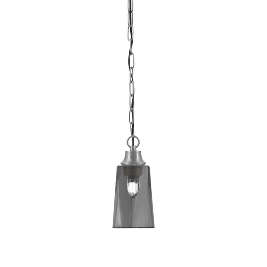 Toltec Chain 4.5in 1-Light Pendant | Industrial Graphite Steel and Smoke Bubble Glass | Kitchen Island & Dining Room | 4.5 x 4.5 x 9.5 in | Model 31-GP-262