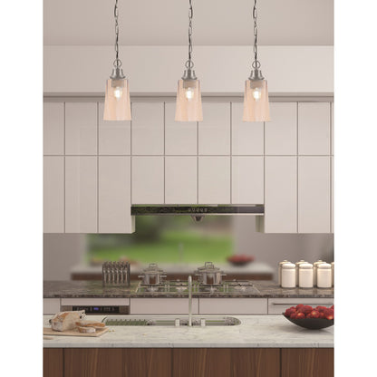 Toltec Chain 4.5in 1-Light Pendant | Industrial Graphite Steel and Amber Gradient Glass | Kitchen Island & Dining Room | 4.5 x 4.5 x 9.5 in | Model 31-GP-263