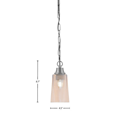Toltec Chain 4.5in 1-Light Pendant | Industrial Graphite Steel and Amber Gradient Glass | Kitchen Island & Dining Room | 4.5 x 4.5 x 9.5 in | Model 31-GP-263