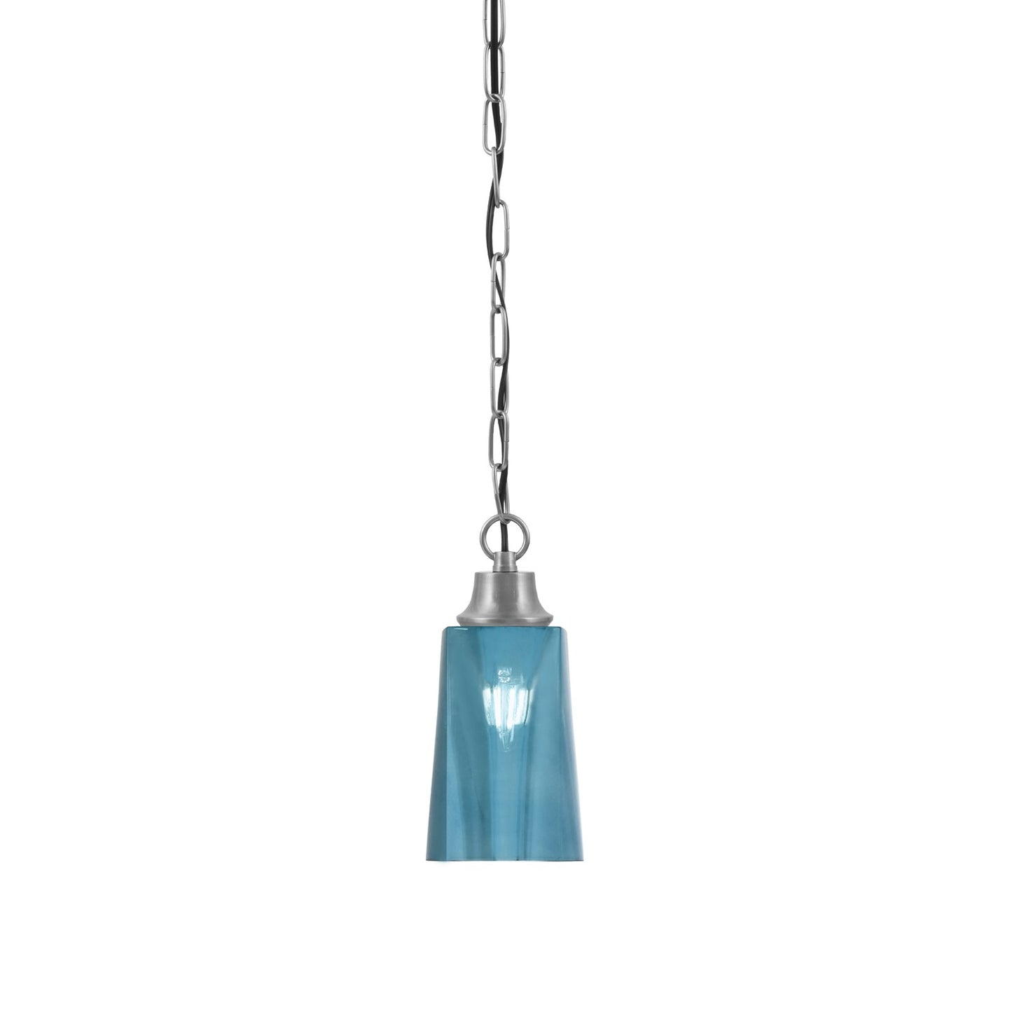 Toltec Chain 4.5in 1-Light Pendant | Industrial Graphite Steel and Blue Gradient Glass | Kitchen Island & Dining Room | 4.5 x 4.5 x 9.5 in | Model 31-GP-265