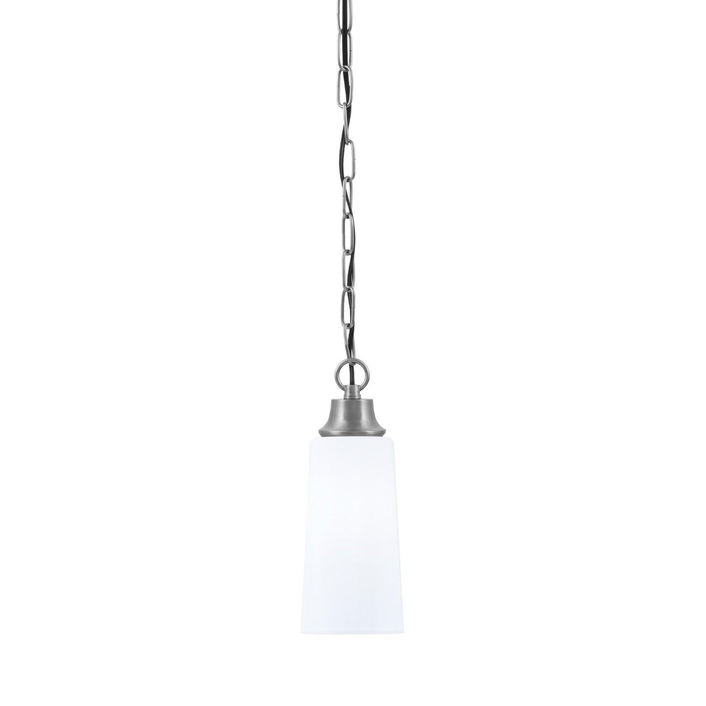 Toltec Chain 5.25in 1-Light Pendant | Industrial Graphite Steel and White Opal Glass | Kitchen Island & Dining Room | 5.25 x 5.25 x 12.75 in | Model 31-GP-291