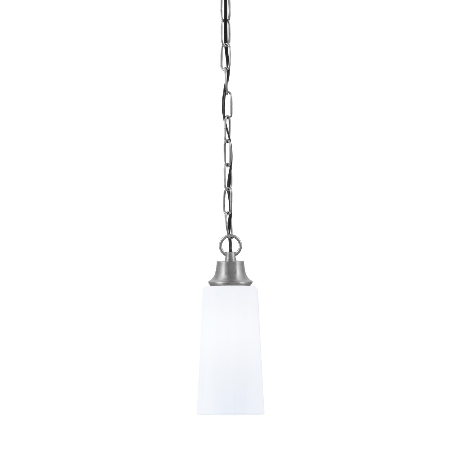 Toltec Chain 5.25in 1-Light Pendant | Industrial Graphite Steel and White Opal Glass | Kitchen Island & Dining Room | 5.25 x 5.25 x 12.75 in | Model 31-GP-291