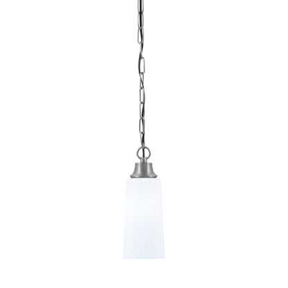 Toltec Chain 5.25in 1-Light Pendant | Industrial Graphite Steel and White Opal Glass | Kitchen Island & Dining Room | 5.25 x 5.25 x 12.75 in | Model 31-GP-291