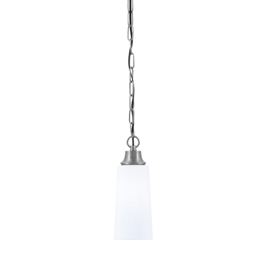 Toltec Chain 5.25in 1-Light Pendant | Industrial Graphite Steel and White Opal Glass | Kitchen Island & Dining Room | 5.25 x 5.25 x 12.75 in | Model 31-GP-291