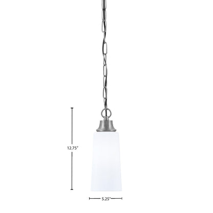 Toltec Chain 5.25in 1-Light Pendant | Industrial Graphite Steel and White Opal Glass | Kitchen Island & Dining Room | 5.25 x 5.25 x 12.75 in | Model 31-GP-291
