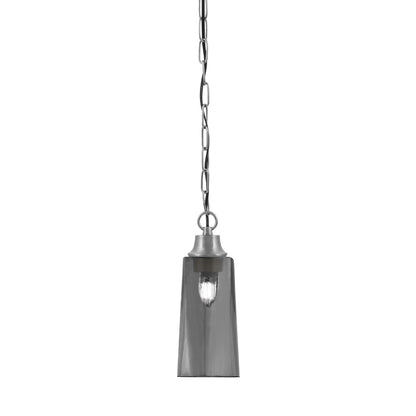 Toltec Chain 5.25in 1-Light Pendant | Industrial Graphite Steel and Smoke Bubble Glass | Kitchen Island & Dining Room | 5.25 x 5.25 x 12.75 in | Model 31-GP-292