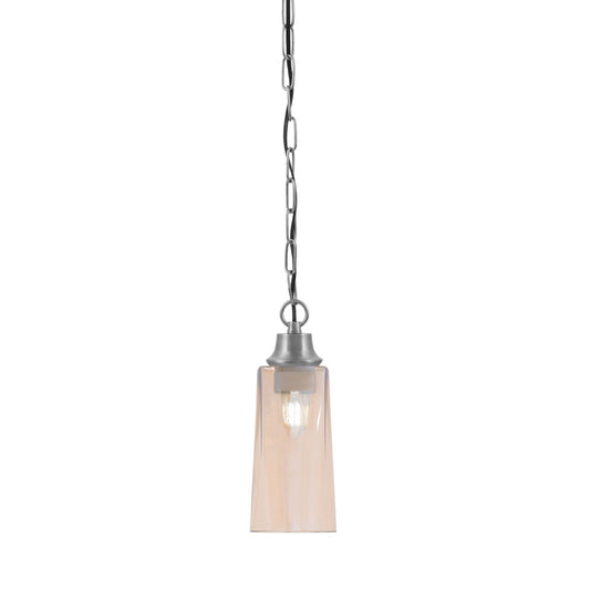 Toltec Chain 5.25in 1-Light Pendant | Industrial Graphite Steel and Amber Gradient Glass | Kitchen Island & Dining Room | 5.25 x 5.25 x 12.75 in | Model 31-GP-293