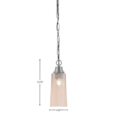 Toltec Chain 5.25in 1-Light Pendant | Industrial Graphite Steel and Amber Gradient Glass | Kitchen Island & Dining Room | 5.25 x 5.25 x 12.75 in | Model 31-GP-293