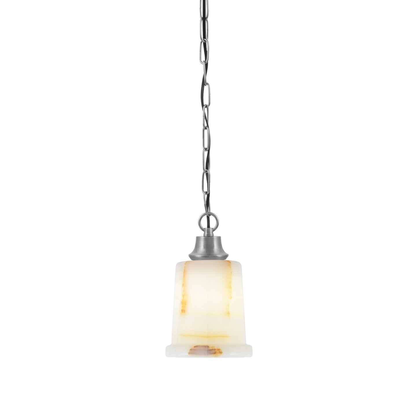 Toltec Chain 5in 1-Light Pendant | Industrial Graphite Steel and Natural Stone Glass | Kitchen Island & Dining Room | 5 x 9 in | Model 31-GP-4128
