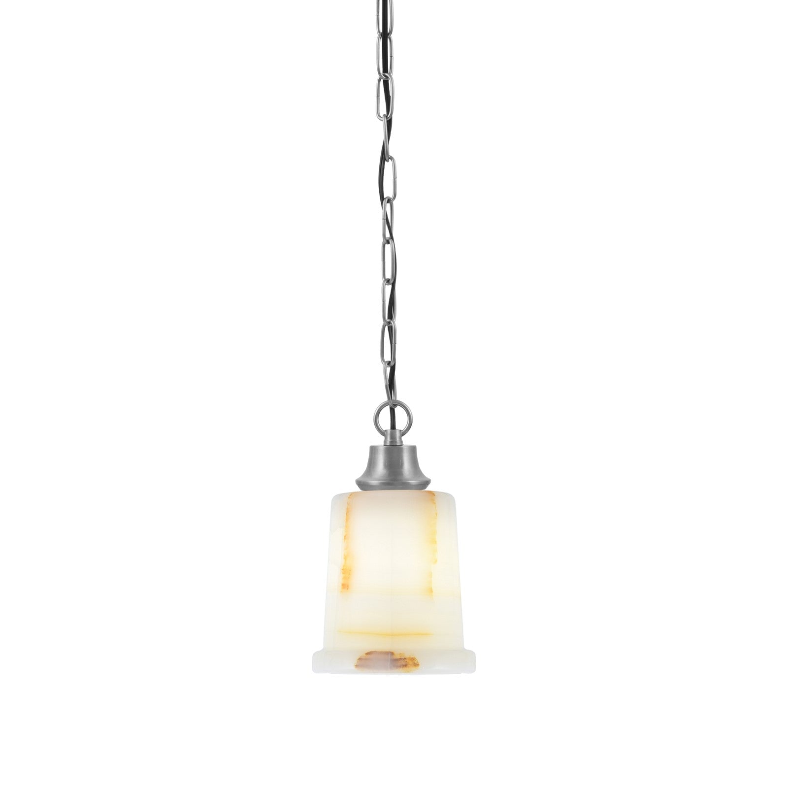 Toltec Chain 5in 1-Light Pendant | Industrial Graphite Steel and Natural Stone Glass | Kitchen Island & Dining Room | 5 x 9 in | Model 31-GP-4128