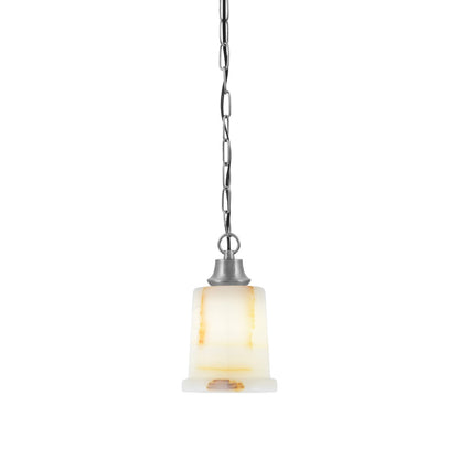 Toltec Chain 5in 1-Light Pendant | Industrial Graphite Steel and Natural Stone Glass | Kitchen Island & Dining Room | 5 x 9 in | Model 31-GP-4128