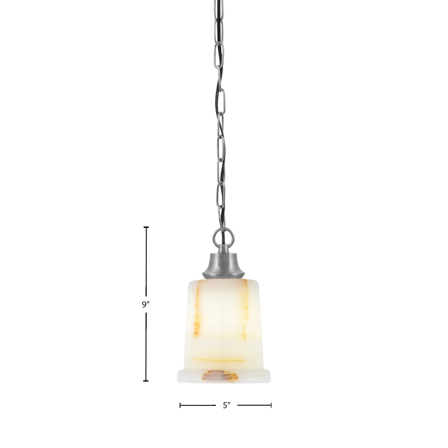Toltec Chain 5in 1-Light Pendant | Industrial Graphite Steel and Natural Stone Glass | Kitchen Island & Dining Room | 5 x 9 in | Model 31-GP-4128