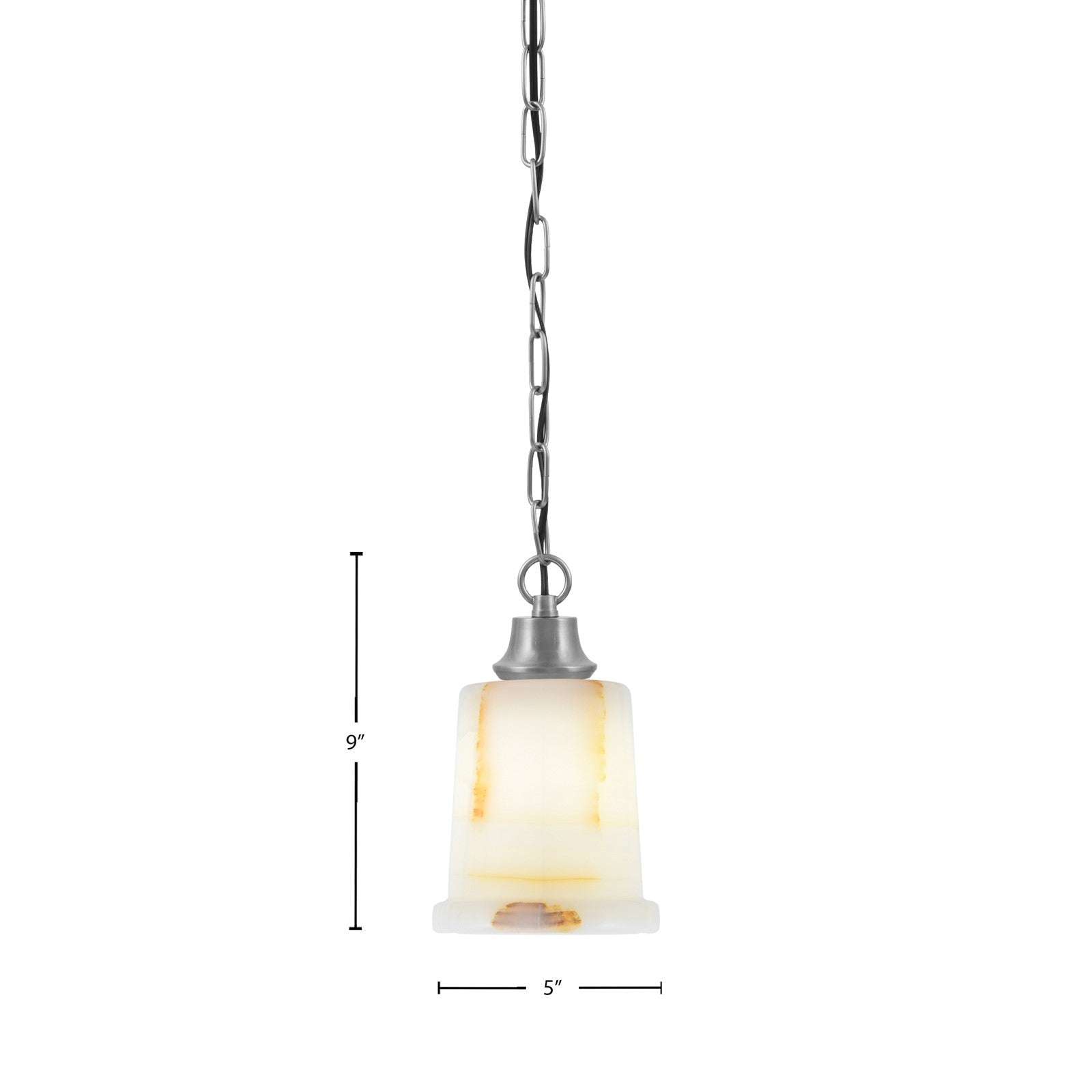 Toltec Chain 5in 1-Light Pendant | Industrial Graphite Steel and Natural Stone Glass | Kitchen Island & Dining Room | 5 x 9 in | Model 31-GP-4128