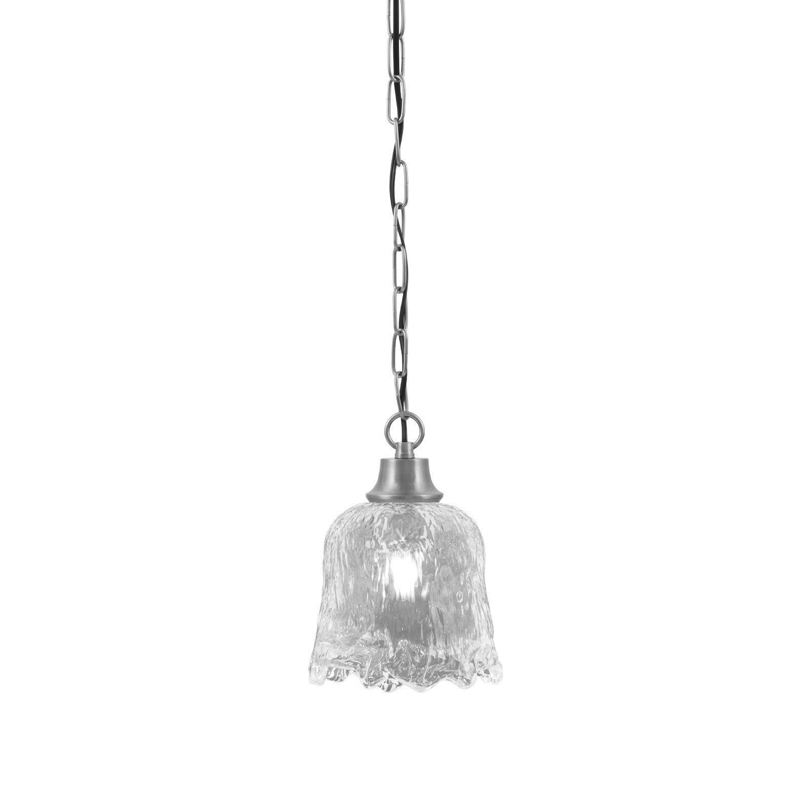 Toltec Chain 7in 1-Light Pendant | Industrial Graphite Steel and Clear Lava Glass | Kitchen Island & Dining Room | 7 x 9.5 in | Model 31-GP-4230