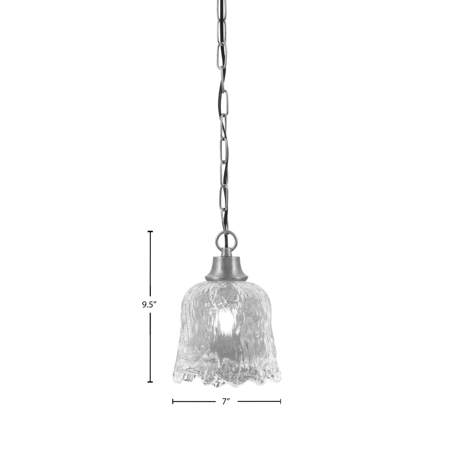 Toltec Chain 7in 1-Light Pendant | Industrial Graphite Steel and Clear Lava Glass | Kitchen Island & Dining Room | 7 x 9.5 in | Model 31-GP-4230