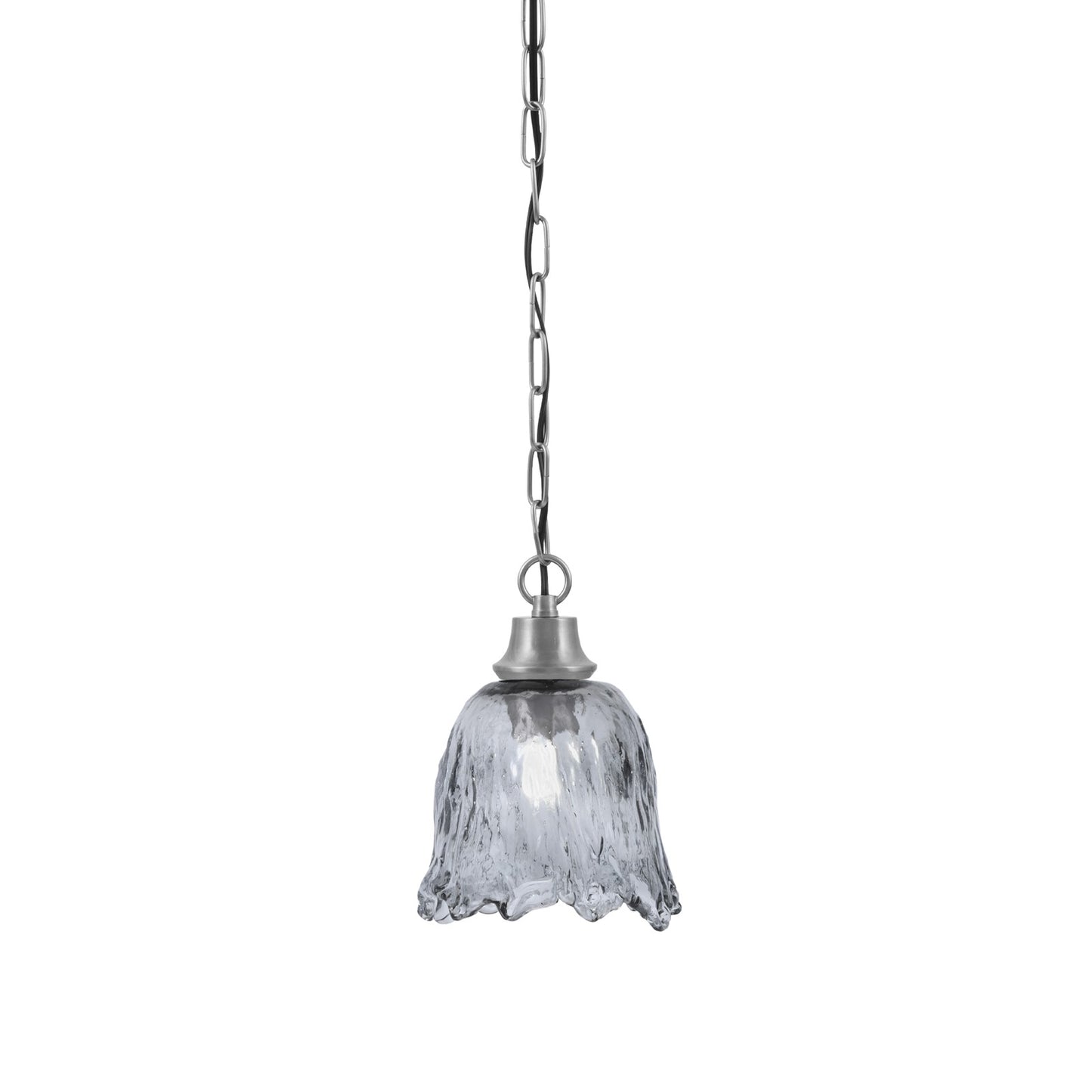 Toltec Chain 7in 1-Light Pendant | Industrial Graphite Steel and Smoke Lava Glass | Kitchen Island & Dining Room | 7 x 9.5 in | Model 31-GP-4232