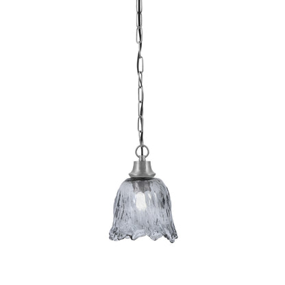 Toltec Chain 7in 1-Light Pendant | Industrial Graphite Steel and Smoke Lava Glass | Kitchen Island & Dining Room | 7 x 9.5 in | Model 31-GP-4232