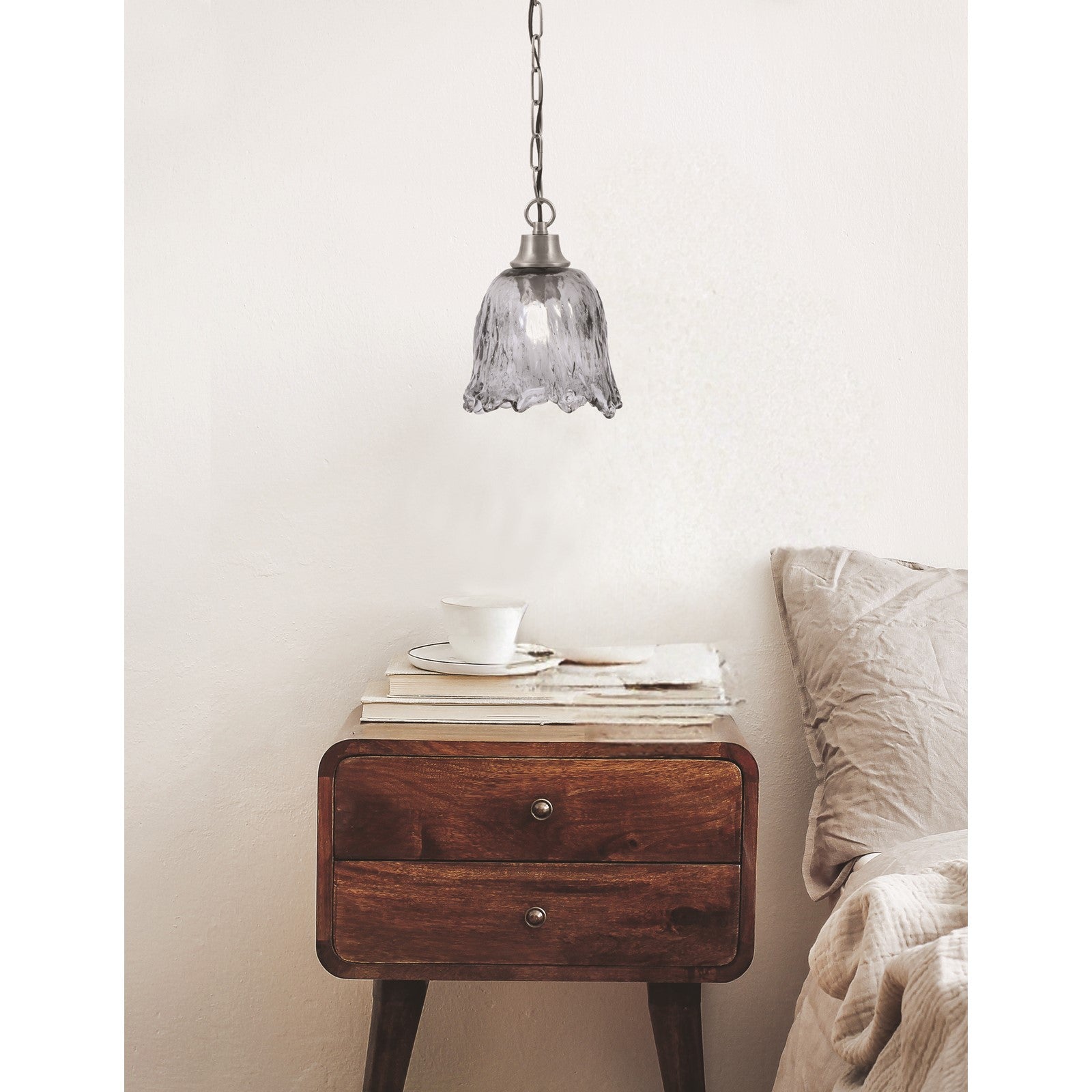 Toltec Chain 7in 1-Light Pendant | Industrial Graphite Steel and Smoke Lava Glass | Kitchen Island & Dining Room | 7 x 9.5 in | Model 31-GP-4232