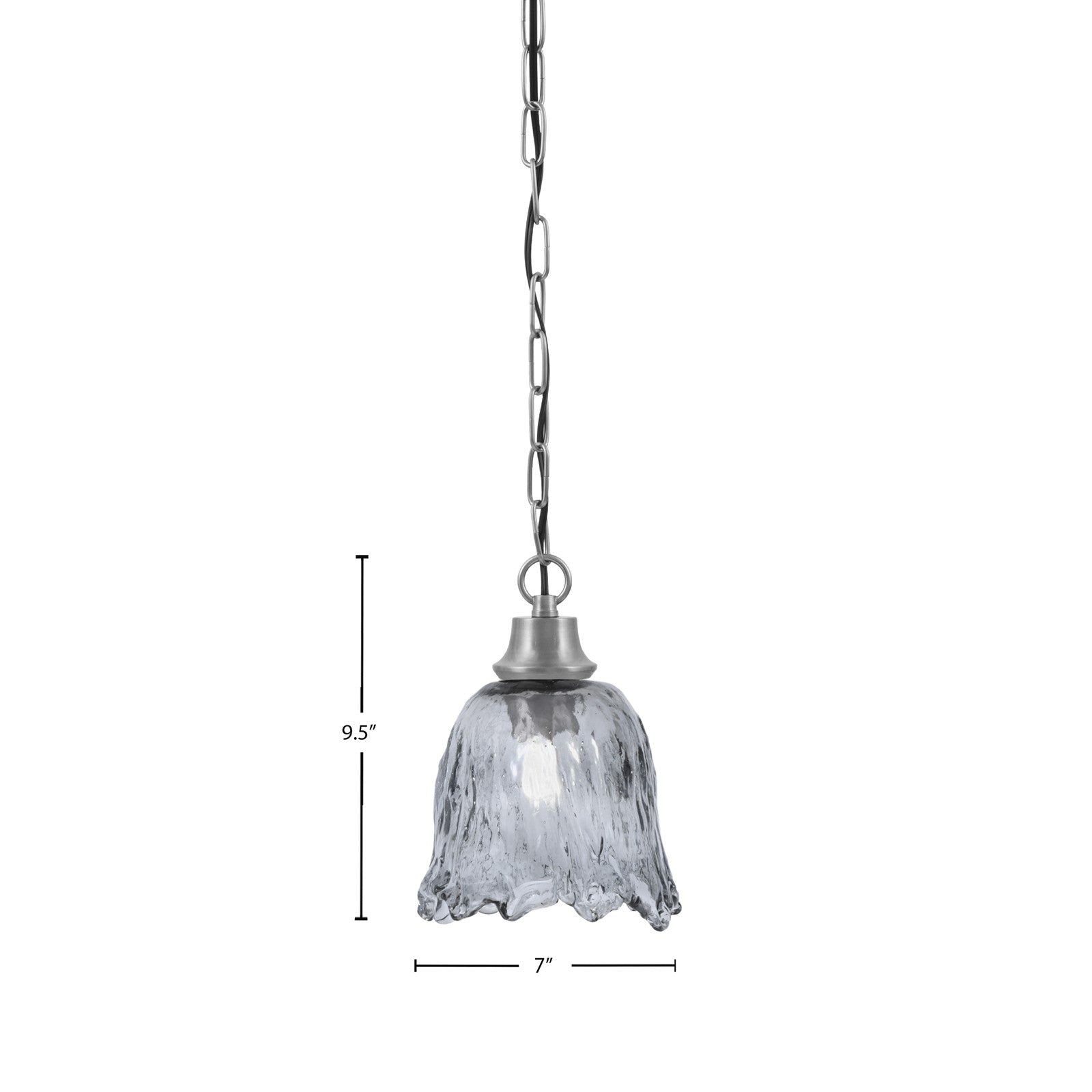 Toltec Chain 7in 1-Light Pendant | Industrial Graphite Steel and Smoke Lava Glass | Kitchen Island & Dining Room | 7 x 9.5 in | Model 31-GP-4232