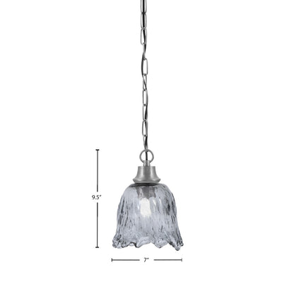 Toltec Chain 7in 1-Light Pendant | Industrial Graphite Steel and Smoke Lava Glass | Kitchen Island & Dining Room | 7 x 9.5 in | Model 31-GP-4232