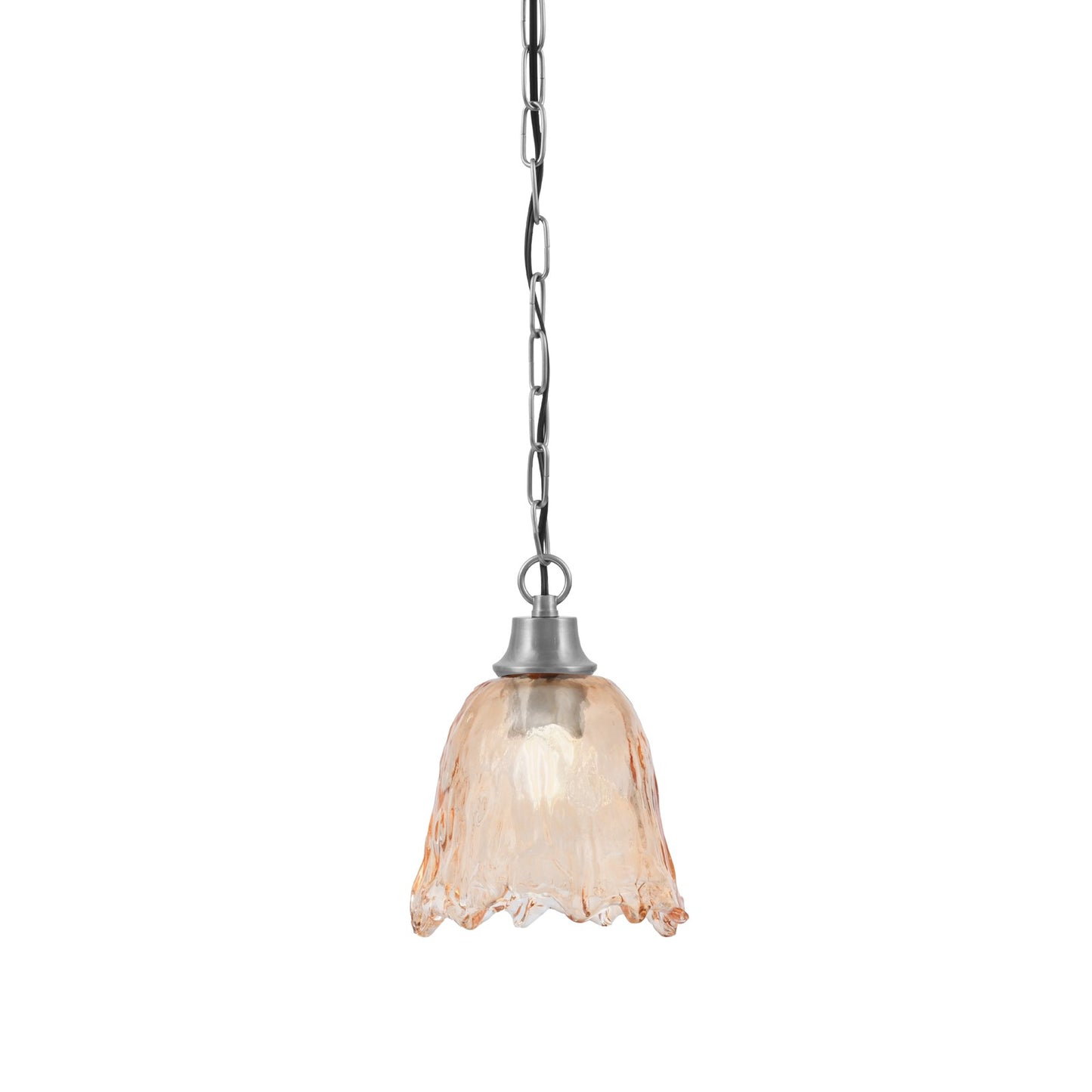 Toltec Chain 7in 1-Light Pendant | Industrial Graphite Steel and Amber Lava Glass | Kitchen Island & Dining Room | 7 x 9.5 in | Model 31-GP-4233