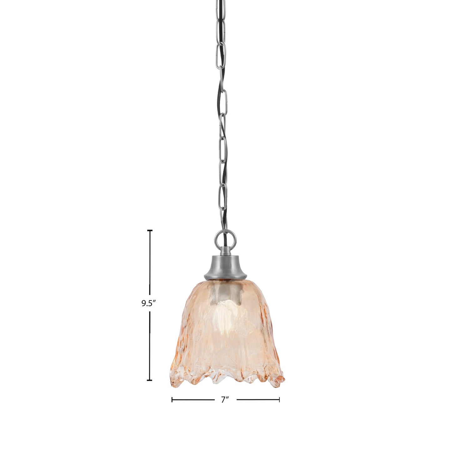 Toltec Chain 7in 1-Light Pendant | Industrial Graphite Steel and Amber Lava Glass | Kitchen Island & Dining Room | 7 x 9.5 in | Model 31-GP-4233