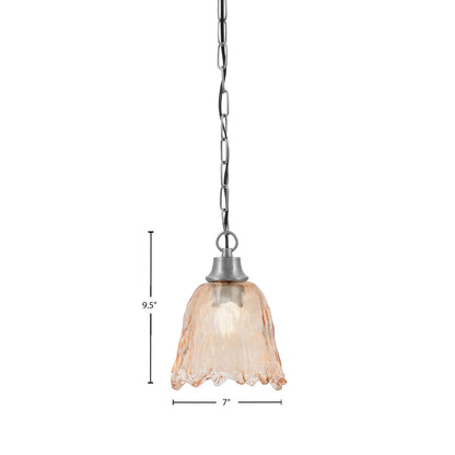 Toltec Chain 7in 1-Light Pendant | Industrial Graphite Steel and Amber Lava Glass | Kitchen Island & Dining Room | 7 x 9.5 in | Model 31-GP-4233