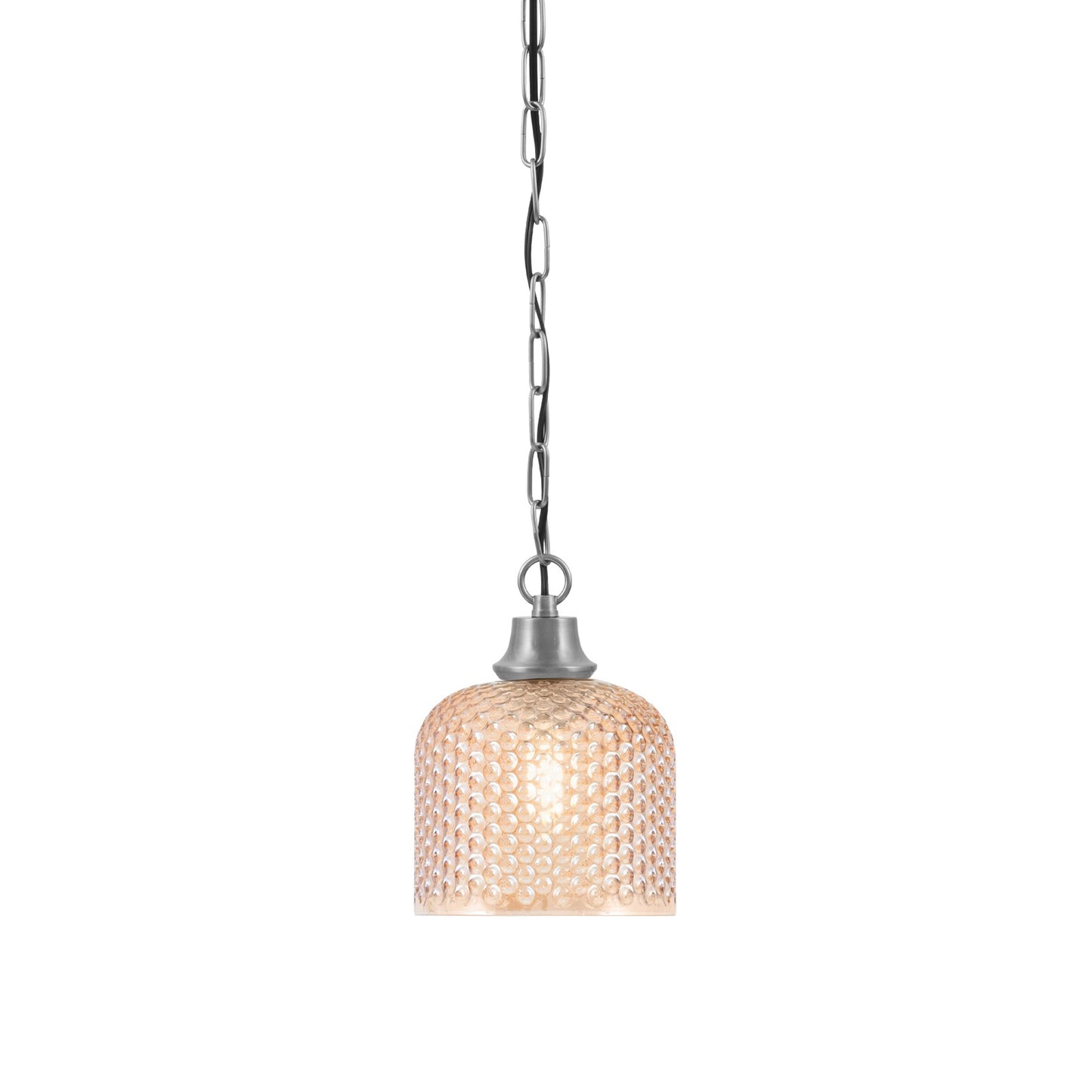 Toltec Chain 6in 1-Light Pendant | Industrial Graphite Steel and Amber Textured Glass | Kitchen Island & Dining Room | 6.5 x 8.5 in | Model 31-GP-4613