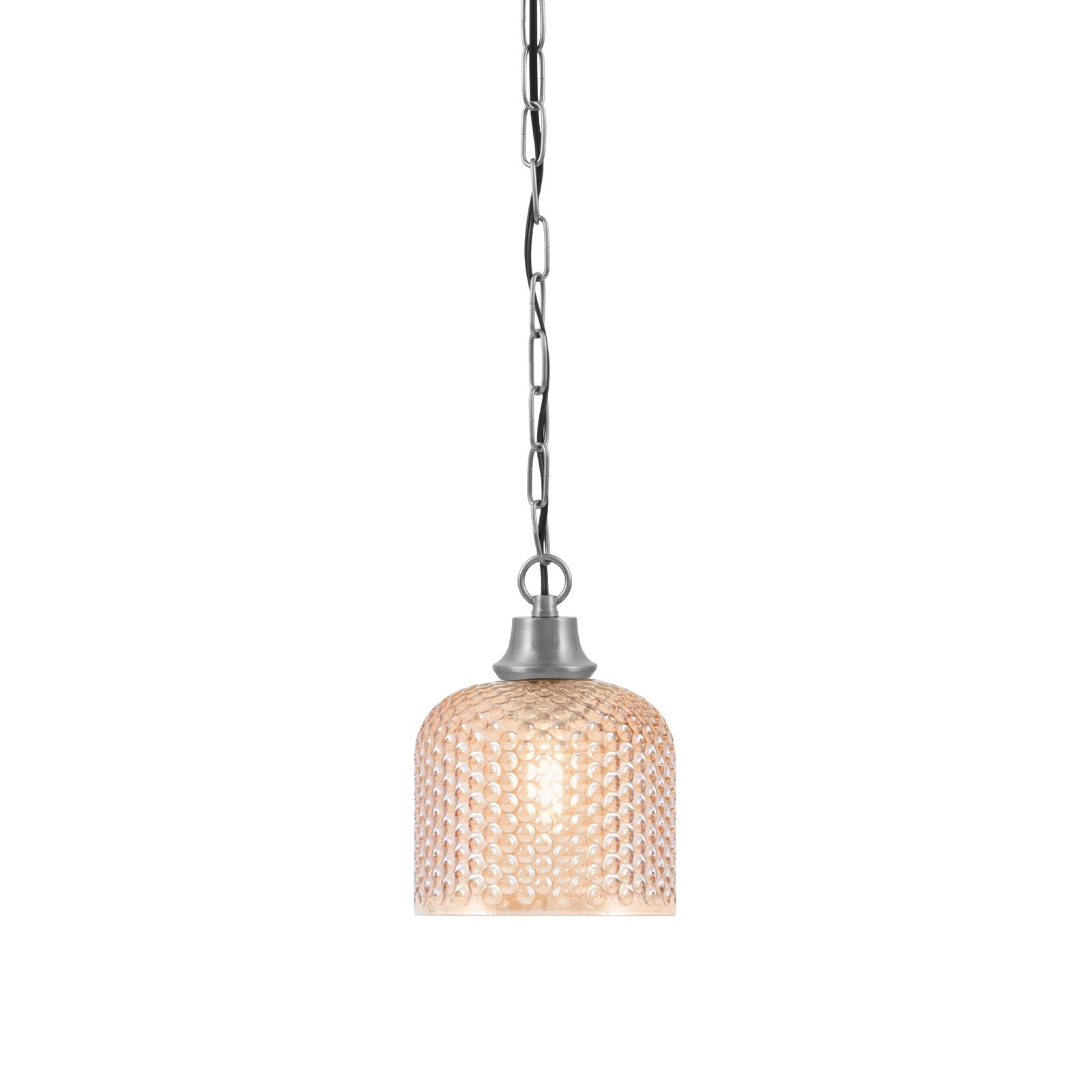 Toltec Chain 6in 1-Light Pendant | Industrial Graphite Steel and Amber Textured Glass | Kitchen Island & Dining Room | 6.5 x 8.5 in | Model 31-GP-4613