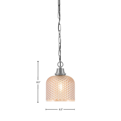 Toltec Chain 6in 1-Light Pendant | Industrial Graphite Steel and Amber Textured Glass | Kitchen Island & Dining Room | 6.5 x 8.5 in | Model 31-GP-4613