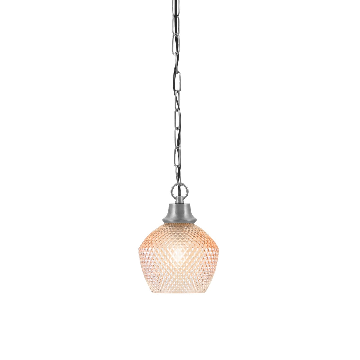Toltec Chain 6in 1-Light Pendant | Industrial Graphite Steel and Amber Textured Glass | Kitchen Island & Dining Room | 6 x 8.5 in | Model 31-GP-4623