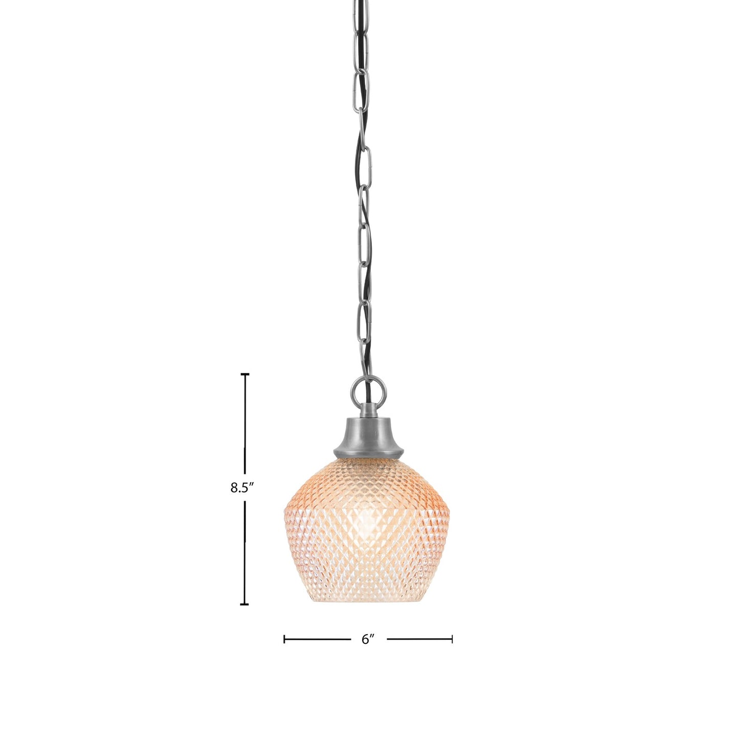 Toltec Chain 6in 1-Light Pendant | Industrial Graphite Steel and Amber Textured Glass | Kitchen Island & Dining Room | 6 x 8.5 in | Model 31-GP-4623