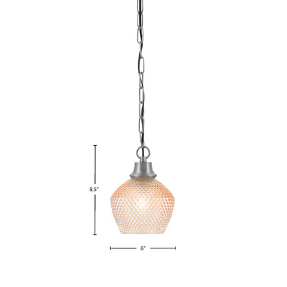 Toltec Chain 6in 1-Light Pendant | Industrial Graphite Steel and Amber Textured Glass | Kitchen Island & Dining Room | 6 x 8.5 in | Model 31-GP-4623